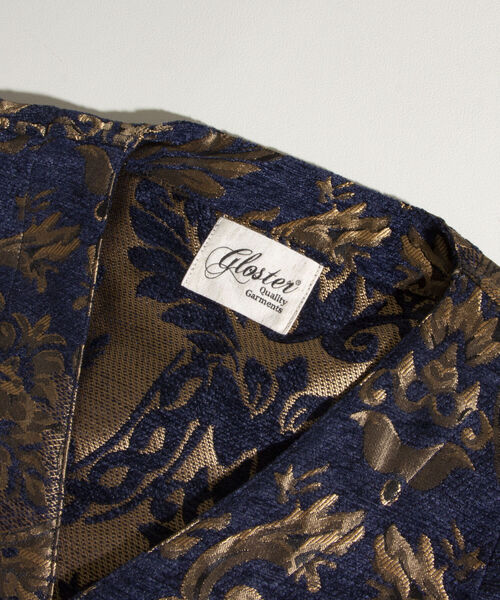 GLOSTER（グロスター）の「【GLOSTER/グロスター】ゴブラン柄ベスト アンティーク調 レトロ ジオメトリックパターン（ベスト・メンズ・ホワイト系その他/ブルー系その他・S/M/L）」の4枚目の写真