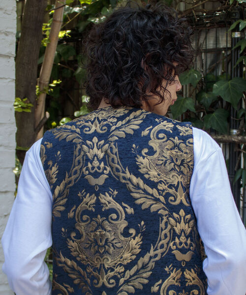 GLOSTER（グロスター）の「【GLOSTER/グロスター】ゴブラン柄ベスト アンティーク調 レトロ ジオメトリックパターン（ベスト・メンズ・ホワイト系その他/ブルー系その他・S/M/L）」の10枚目の写真