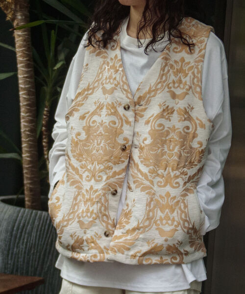 GLOSTER（グロスター）の「【GLOSTER/グロスター】ゴブラン柄ベスト アンティーク調 レトロ ジオメトリックパターン（ベスト・メンズ・ホワイト系その他/ブルー系その他・S/M/L）」の15枚目の写真