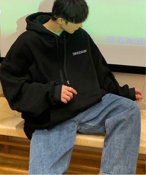 ARCADE（アーケード）の「春服 韓国風 オーバーサイズ ワンポイント フーディー スウェット パーカー -ARCADE Limited Line-（パーカー・メンズ・エメラルドブルー/ブラック/グレー/ブルー系1/レッド系1・M/L）」の10枚目の写真