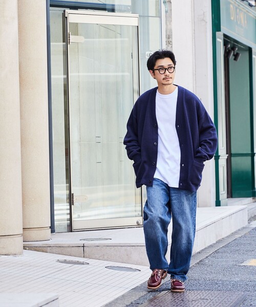 FREAK'S STORE（フリークスストア）の「WEB限定 ビッグシルエット イージーケア ウォッシャブル Vネックカーディガン（カーディガン/ボレロ・メンズ・ブラック/グレー/グレイッシュベージュ/グリーン/ネイビー/イエロー・SMALL/MEDIUM/LARGE）」の11枚目の写真