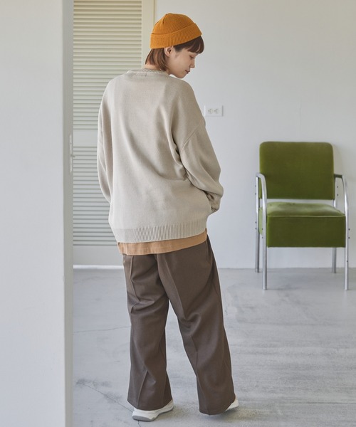MONO-MART(モノマート)の「ボリュームルーズ クルーネックプルオーバーニット(ニット/セーター・メンズ・ダークグレー/アイボリー/グリーン系/ベージュ/ブラック/ブルー系/グレー/パープル/ライトベージュ/カーキ/ダークブラウン・M/L)」の19枚目の写真