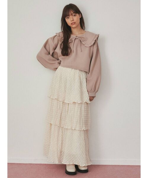 merry jenny(メリージェニー)の「フリルリボントレーナー(Tシャツ/カットソー・レディース・ブラック/オフホワイト/ピンク・FREE)」の13枚目の写真