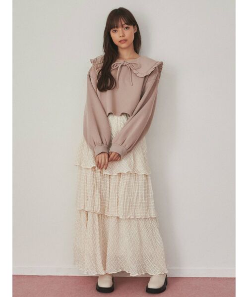 merry jenny(メリージェニー)の「フリルリボントレーナー(Tシャツ/カットソー・レディース・ブラック/オフホワイト/ピンク・FREE)」の10枚目の写真