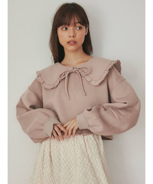 merry jenny(メリージェニー)の「フリルリボントレーナー(Tシャツ/カットソー・レディース・ブラック/オフホワイト/ピンク・FREE)」の12枚目の写真