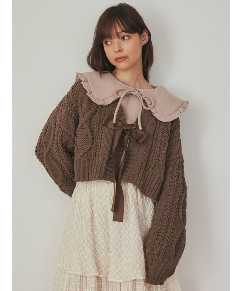 merry jenny(メリージェニー)の「フリルリボントレーナー(Tシャツ/カットソー・レディース・ブラック/オフホワイト/ピンク・FREE)」の11枚目の写真