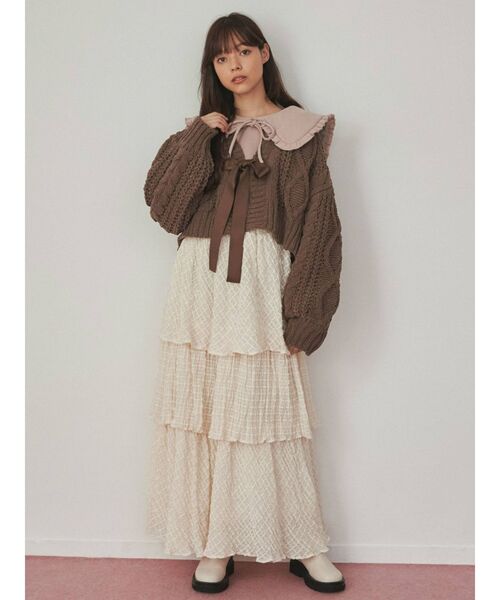 merry jenny(メリージェニー)の「フリルリボントレーナー(Tシャツ/カットソー・レディース・ブラック/オフホワイト/ピンク・FREE)」の7枚目の写真