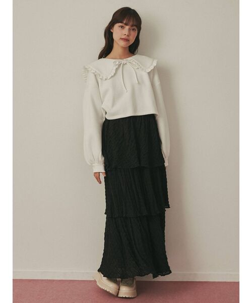 merry jenny(メリージェニー)の「フリルリボントレーナー(Tシャツ/カットソー・レディース・ブラック/オフホワイト/ピンク・FREE)」の15枚目の写真