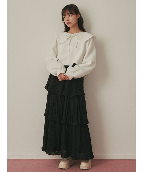 merry jenny(メリージェニー)の「フリルリボントレーナー(Tシャツ/カットソー・レディース・ブラック/オフホワイト/ピンク・FREE)」の16枚目の写真