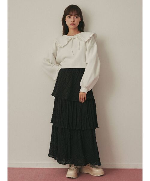 merry jenny(メリージェニー)の「フリルリボントレーナー(Tシャツ/カットソー・レディース・ブラック/オフホワイト/ピンク・FREE)」の17枚目の写真