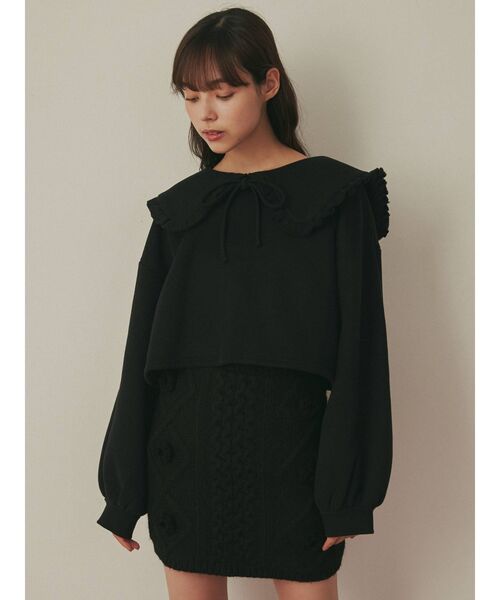 merry jenny(メリージェニー)の「フリルリボントレーナー(Tシャツ/カットソー・レディース・ブラック/オフホワイト/ピンク・FREE)」の19枚目の写真