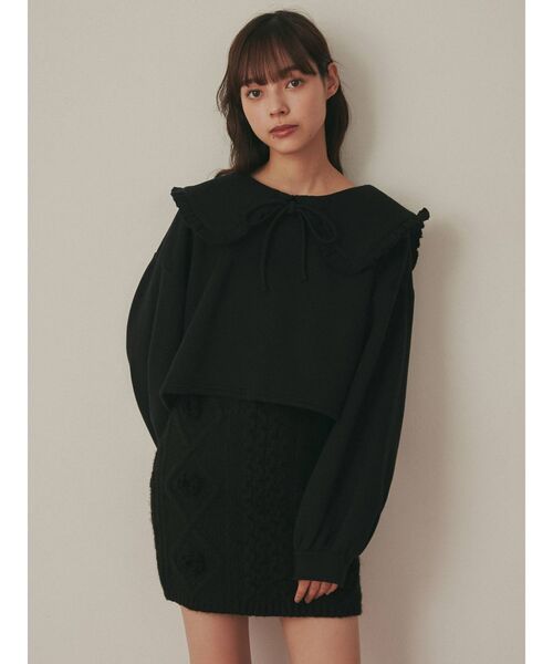 merry jenny(メリージェニー)の「フリルリボントレーナー(Tシャツ/カットソー・レディース・ブラック/オフホワイト/ピンク・FREE)」の21枚目の写真