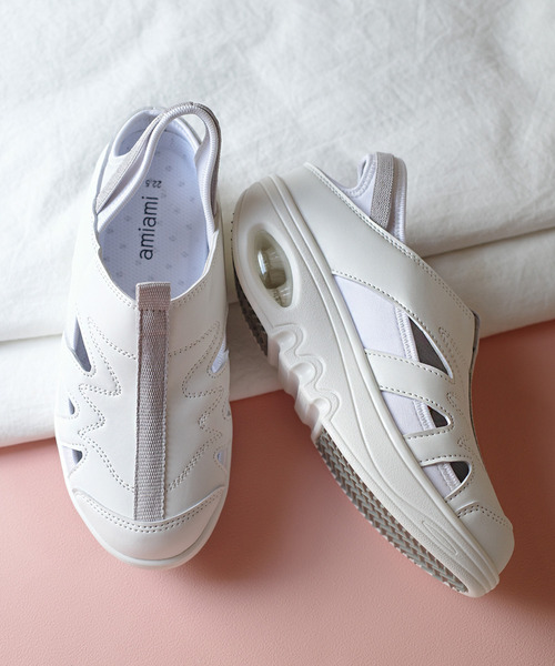 AmiAmi（アミアミ）の「かかとが踏めるエアーソールナーススニーカー/ナースシューズ（スニーカー・レディース・ライトグレー/ホワイト・22.5cm/23cm/23.5cm/24cm/24.5cm/25cm）」の11枚目の写真