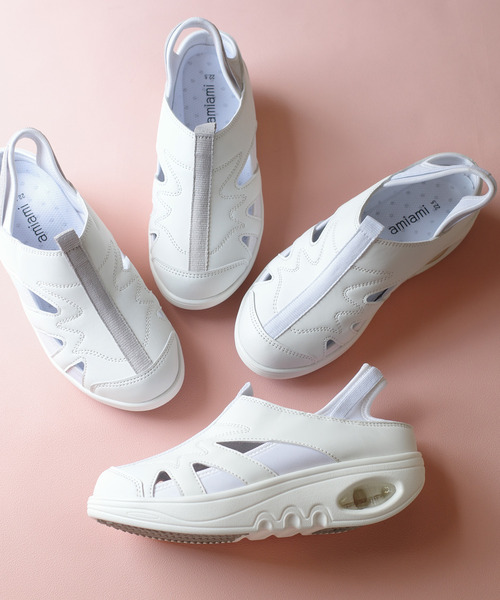 AmiAmi（アミアミ）の「かかとが踏めるエアーソールナーススニーカー/ナースシューズ（スニーカー・レディース・ライトグレー/ホワイト・22.5cm/23cm/23.5cm/24cm/24.5cm/25cm）」の9枚目の写真