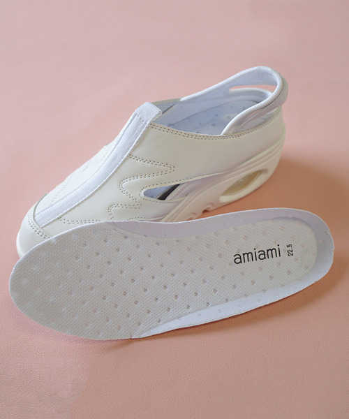 AmiAmi（アミアミ）の「かかとが踏めるエアーソールナーススニーカー/ナースシューズ（スニーカー・レディース・ライトグレー/ホワイト・22.5cm/23cm/23.5cm/24cm/24.5cm/25cm）」の19枚目の写真