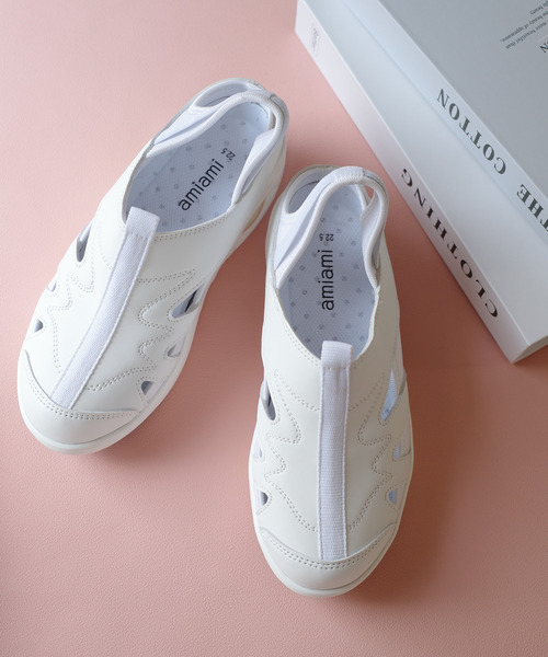 AmiAmi（アミアミ）の「かかとが踏めるエアーソールナーススニーカー/ナースシューズ（スニーカー・レディース・ライトグレー/ホワイト・22.5cm/23cm/23.5cm/24cm/24.5cm/25cm）」の15枚目の写真