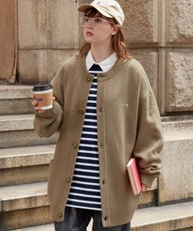 PENNEYS | PENNEYS/ペニーズ 別注 THE FOX ロゴ ワッペン刺繍ワンポイント モヘアライクWジャガード編み クルーネックルーズニットカーディガン(カーディガン/ボレロ)