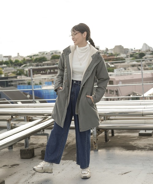 NAVY（ネイビー）の「miliCo ミリコ フード付き裏ボアモッズコート