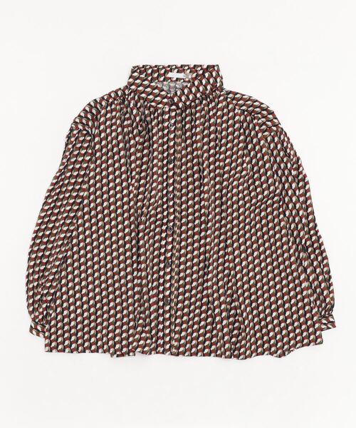 sandy（サンディー）の「【sandy】プリント袖タックブラウス（シャツ/ブラウス・レディース・ブラック/ボルドー/ネイビー/グリーン・FREE）」の4枚目の写真