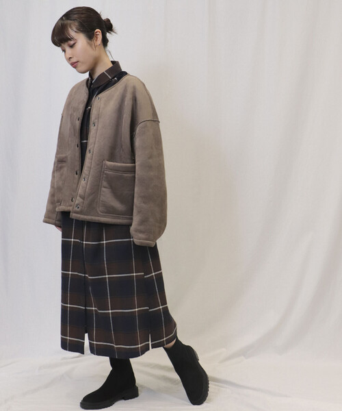 ONIGIRI（オニギリ）の「チェック柄　シャツワンピース（シャツワンピース・レディース・ネイビー/グリーン・FREE）」の7枚目の写真