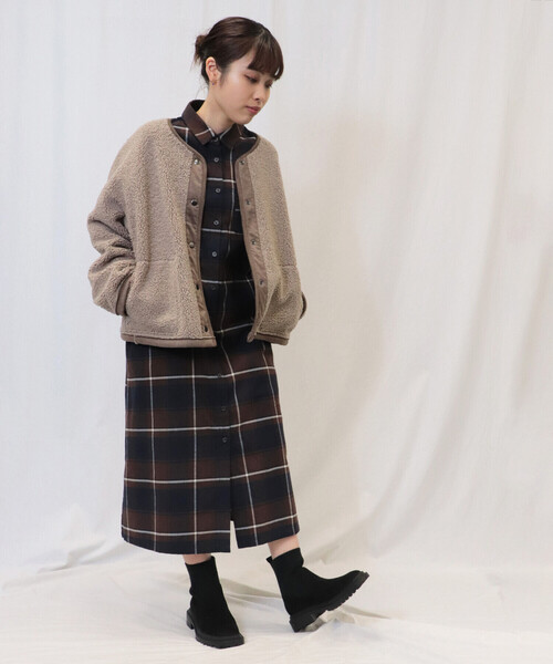 ONIGIRI（オニギリ）の「チェック柄　シャツワンピース（シャツワンピース・レディース・ネイビー/グリーン・FREE）」の14枚目の写真