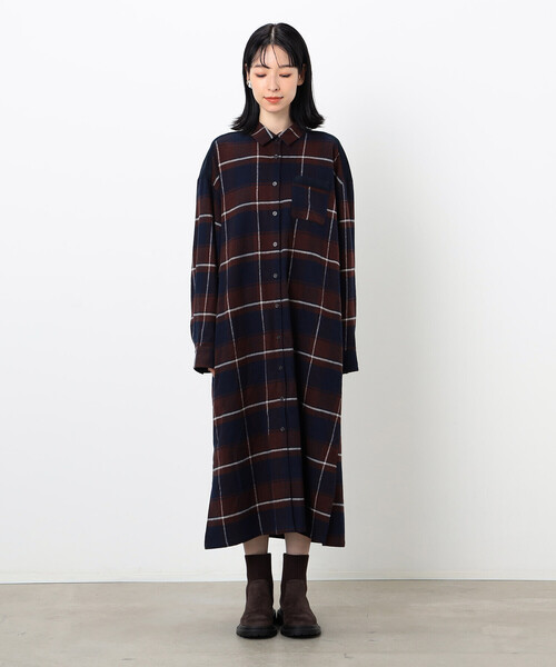 ONIGIRI（オニギリ）の「チェック柄　シャツワンピース（シャツワンピース・レディース・ネイビー/グリーン・FREE）」の11枚目の写真