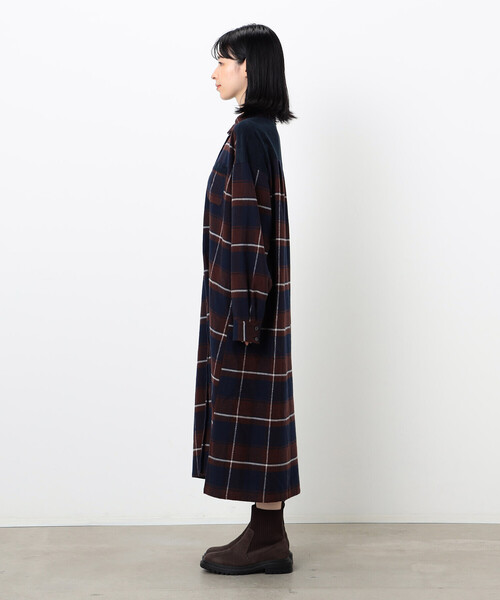 ONIGIRI（オニギリ）の「チェック柄　シャツワンピース（シャツワンピース・レディース・ネイビー/グリーン・FREE）」の8枚目の写真