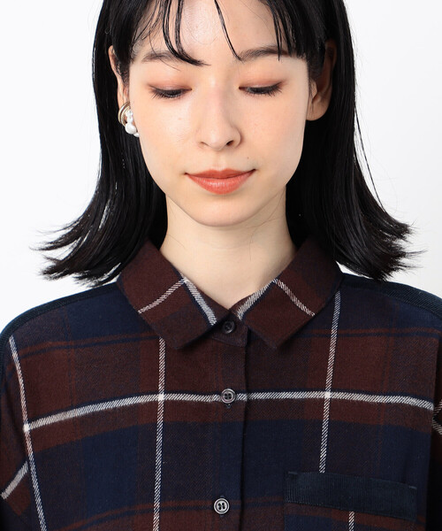 ONIGIRI（オニギリ）の「チェック柄　シャツワンピース（シャツワンピース・レディース・ネイビー/グリーン・FREE）」の17枚目の写真