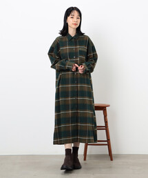 チェック柄　シャツワンピース