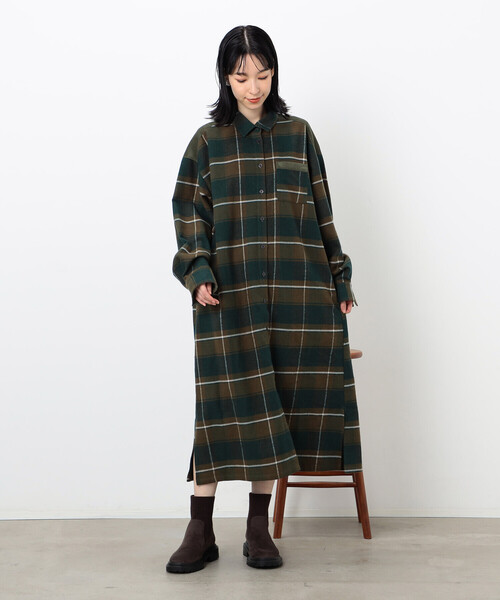ONIGIRI（オニギリ）の「チェック柄　シャツワンピース（シャツワンピース・レディース・ネイビー/グリーン・FREE）」の20枚目の写真