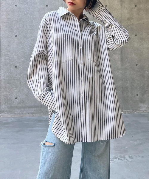 PAGEBOY（ページボーイ）の「ストライプBIGシャツ（シャツ/ブラウス