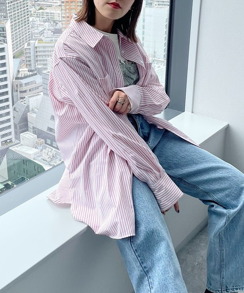 PAGEBOY（ページボーイ）の「ストライプBIGシャツ（シャツ/ブラウス