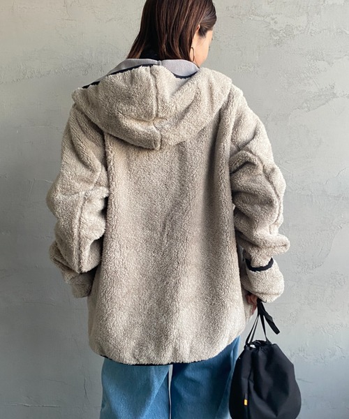 CHUMS（チャムス）の「【WEB限定】[CHUMS/チャムス] ボンディングフリース ボアジップパーカー（その他アウター・レディース・ブラック/ベージュ/グレー・M/L/XL）」の6枚目の写真