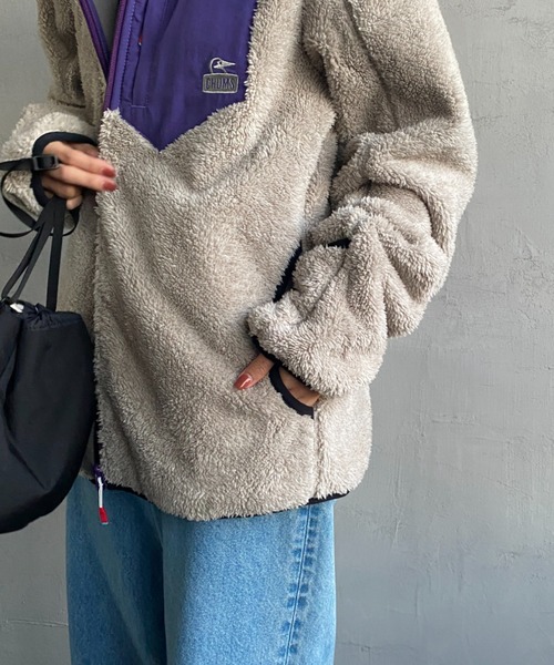 CHUMS（チャムス）の「【WEB限定】[CHUMS/チャムス] ボンディングフリース ボアジップパーカー（その他アウター・レディース・ブラック/ベージュ/グレー・M/L/XL）」の11枚目の写真