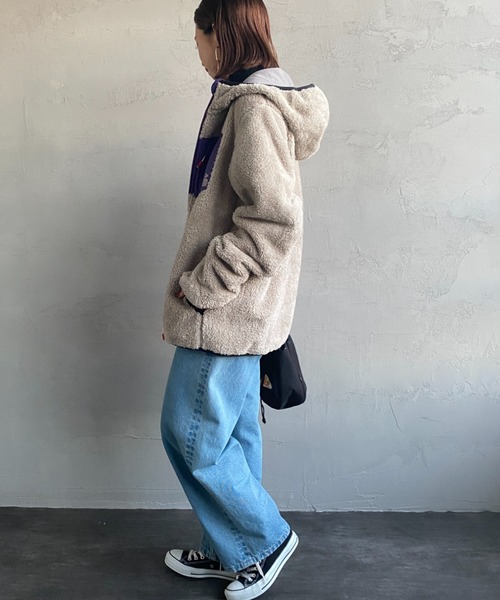 CHUMS（チャムス）の「【WEB限定】[CHUMS/チャムス] ボンディングフリース ボアジップパーカー（その他アウター・レディース・ブラック/ベージュ/グレー・M/L/XL）」の8枚目の写真