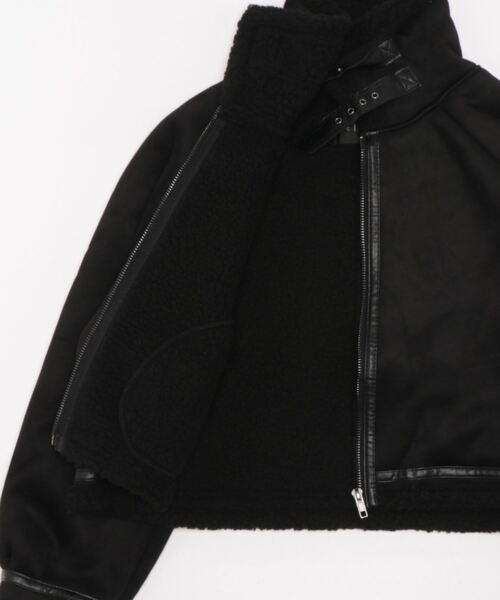 clear(クリア)の「ショートムートンジャケット(ムートンコート・レディース・ブラック/アイボリー・F)」の11枚目の写真