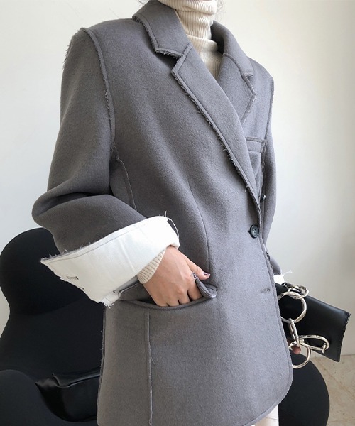 chuclla(チュクラ)の「カットアウト ウールテーラードジャケット chw22a137(テーラードジャケット・レディース・ブラック/グレー・M/S)」の3枚目の写真