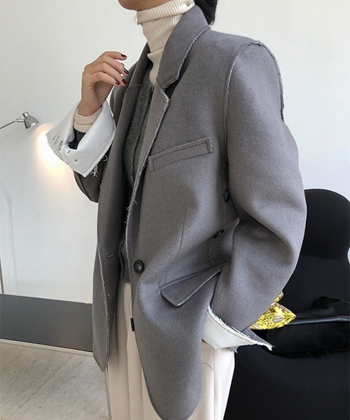 chuclla(チュクラ)の「カットアウト ウールテーラードジャケット chw22a137(テーラードジャケット・レディース・ブラック/グレー・M/S)」の6枚目の写真