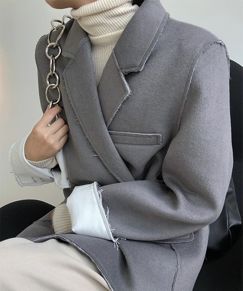 chuclla(チュクラ)の「カットアウト ウールテーラードジャケット chw22a137(テーラードジャケット・レディース・ブラック/グレー・M/S)」の7枚目の写真