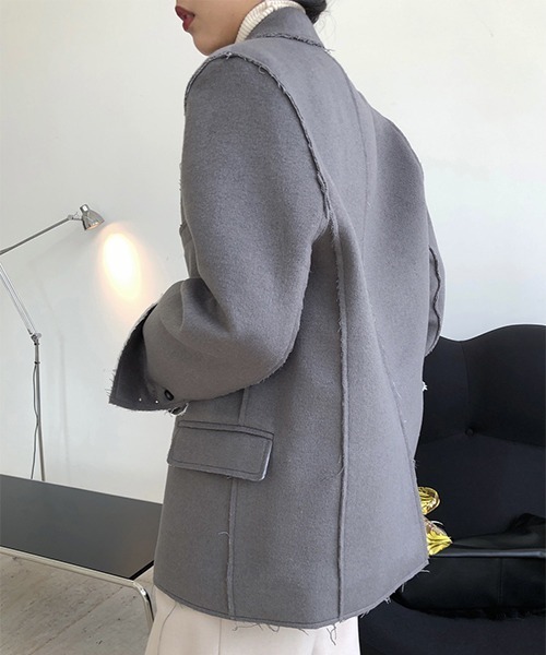 chuclla(チュクラ)の「カットアウト ウールテーラードジャケット chw22a137(テーラードジャケット・レディース・ブラック/グレー・M/S)」の9枚目の写真