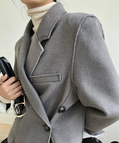 chuclla(チュクラ)の「カットアウト ウールテーラードジャケット chw22a137(テーラードジャケット・レディース・ブラック/グレー・M/S)」の12枚目の写真