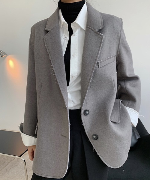 chuclla(チュクラ)の「カットアウト ウールテーラードジャケット chw22a137(テーラードジャケット・レディース・ブラック/グレー・M/S)」の13枚目の写真