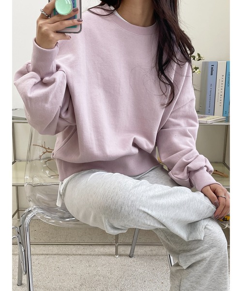 me+em select(ミームセレクト)の「【10カラー展開】クルーネックスウェット(スウェット・レディース・チャコールグレー/グレー/ブルー/ブラック/オレンジ/ベージュ/ピンク/レッド/ライム/グリーン・FREE)」の8枚目の写真