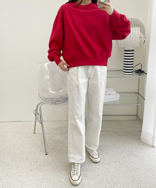 me+em select(ミームセレクト)の「【10カラー展開】クルーネックスウェット(スウェット・レディース・チャコールグレー/グレー/ブルー/ブラック/オレンジ/ベージュ/ピンク/レッド/ライム/グリーン・FREE)」の18枚目の写真