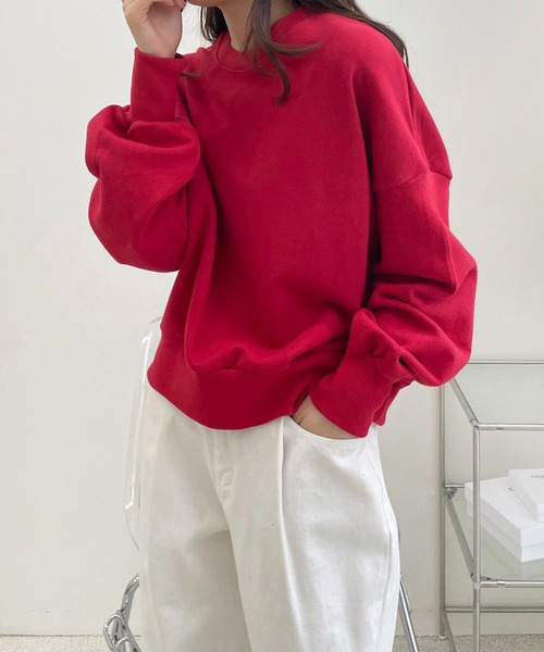 me+em select(ミームセレクト)の「【10カラー展開】クルーネックスウェット(スウェット・レディース・チャコールグレー/グレー/ブルー/ブラック/オレンジ/ベージュ/ピンク/レッド/ライム/グリーン・FREE)」の21枚目の写真