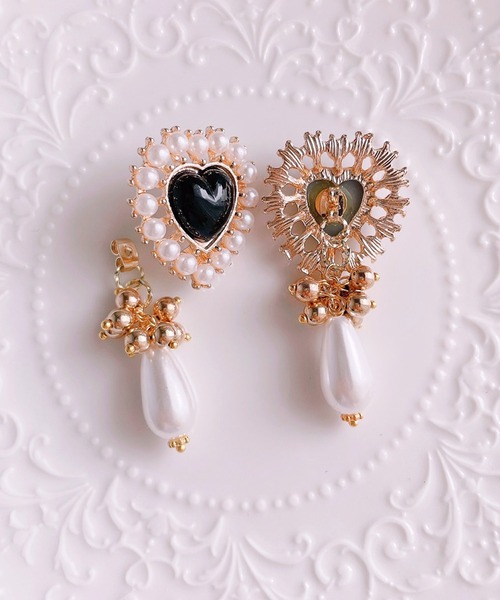 tone(トーン)の「【RosraiE】ブラックハート つぶつぶドロップパール ピアス(MA)(ピアス(両耳用)・レディース・ゴールド・FREE)」の4枚目の写真