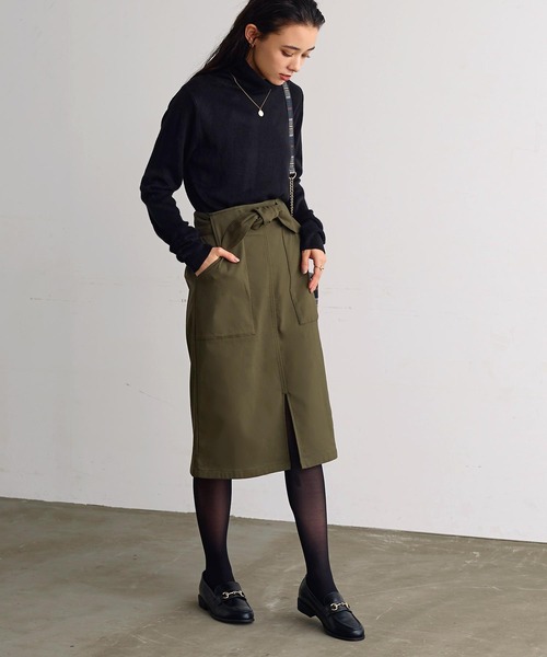 KOBE LETTUCE（コウベレタス）の「[ 裏微起毛 ][ 選べるサイズ] 走れるストレッチタイトスカート（スカート・レディース・ブラック系/チャコール/カーキ系/グレー系/ブラック/カーキ/アイボリー系/アイボリー系1/ブルー系1/ブルー系/モカ・L3/M3/L1/M1/L2/M2）」の8枚目の写真