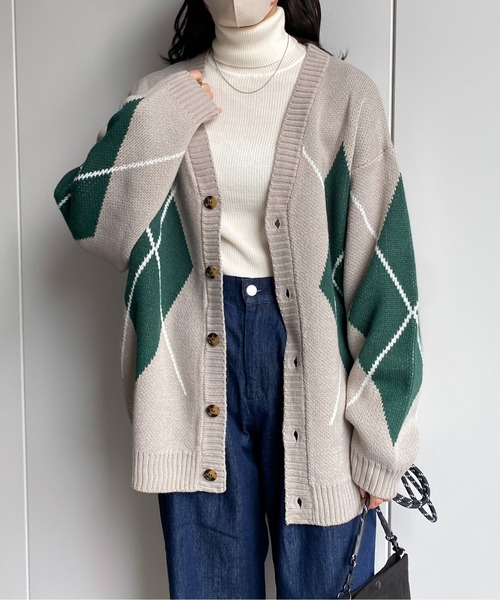 CPCM(シーピーシーエム)の「アーガイルカーディガン(カーディガン/ボレロ・メンズ・マスタード/グレー/ブラック・MEDIUM/LARGE)」の3枚目の写真