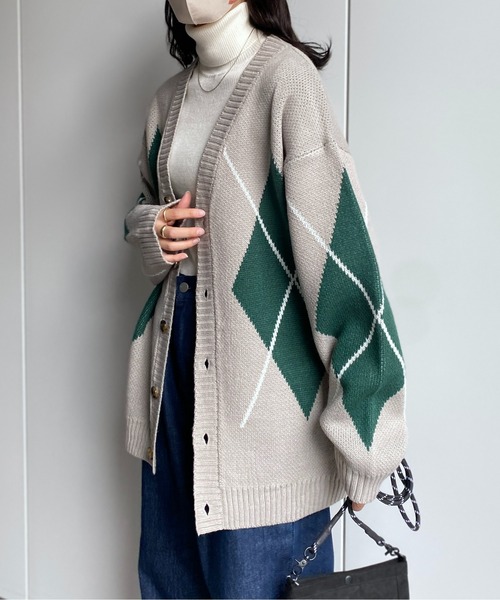 CPCM(シーピーシーエム)の「アーガイルカーディガン(カーディガン/ボレロ・メンズ・マスタード/グレー/ブラック・MEDIUM/LARGE)」の4枚目の写真