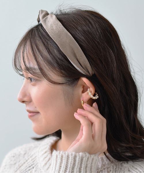 Monocoro toppi(モノコロトッピ)の「ベロア クロス シンプル カチューシャ(カチューシャ・レディース・ブラウン/ベージュ・フリー)」の11枚目の写真